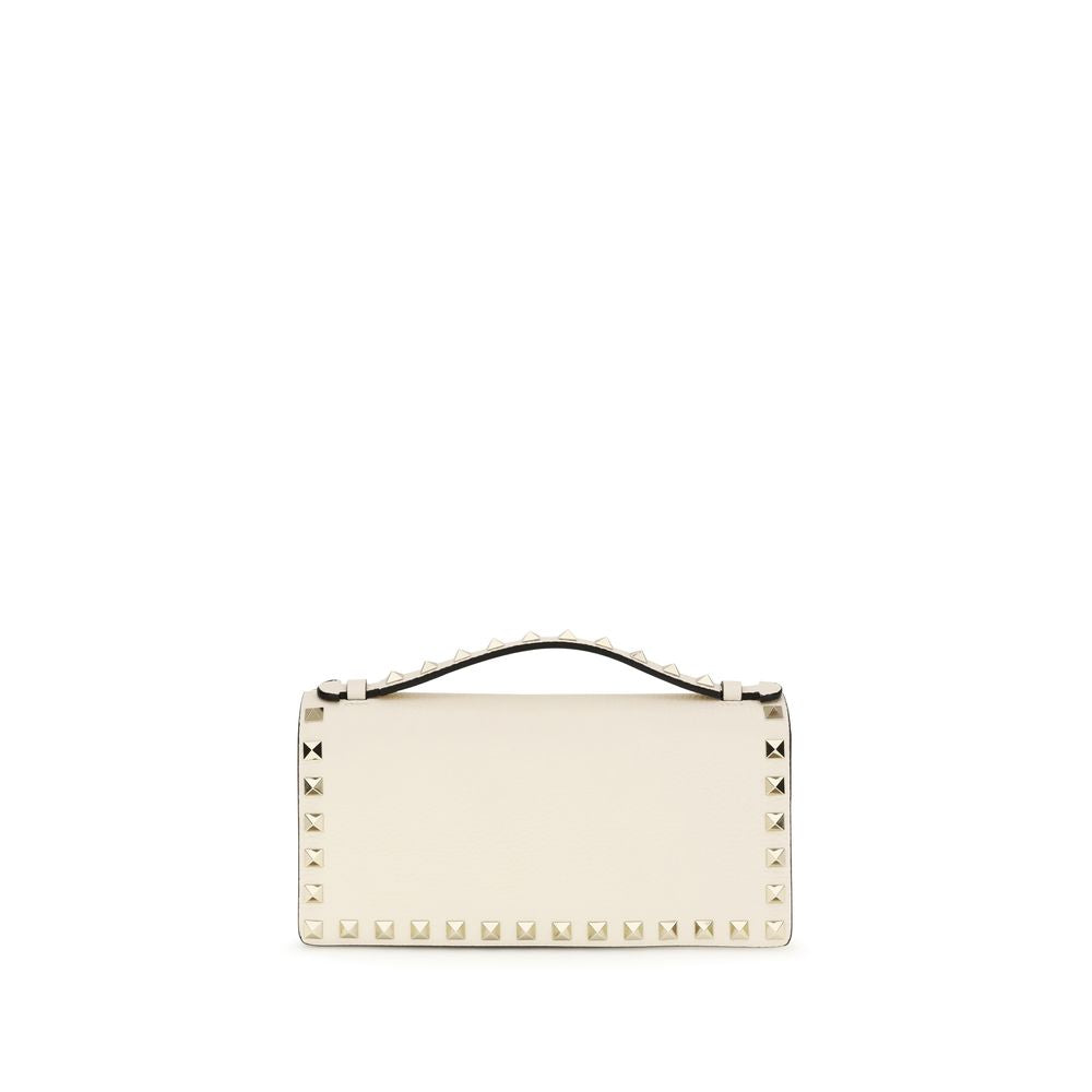 Valentino Garavani Beige Rockstud Chain Wallet