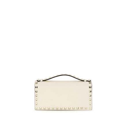 Valentino Garavani Beige Rockstud Chain Wallet