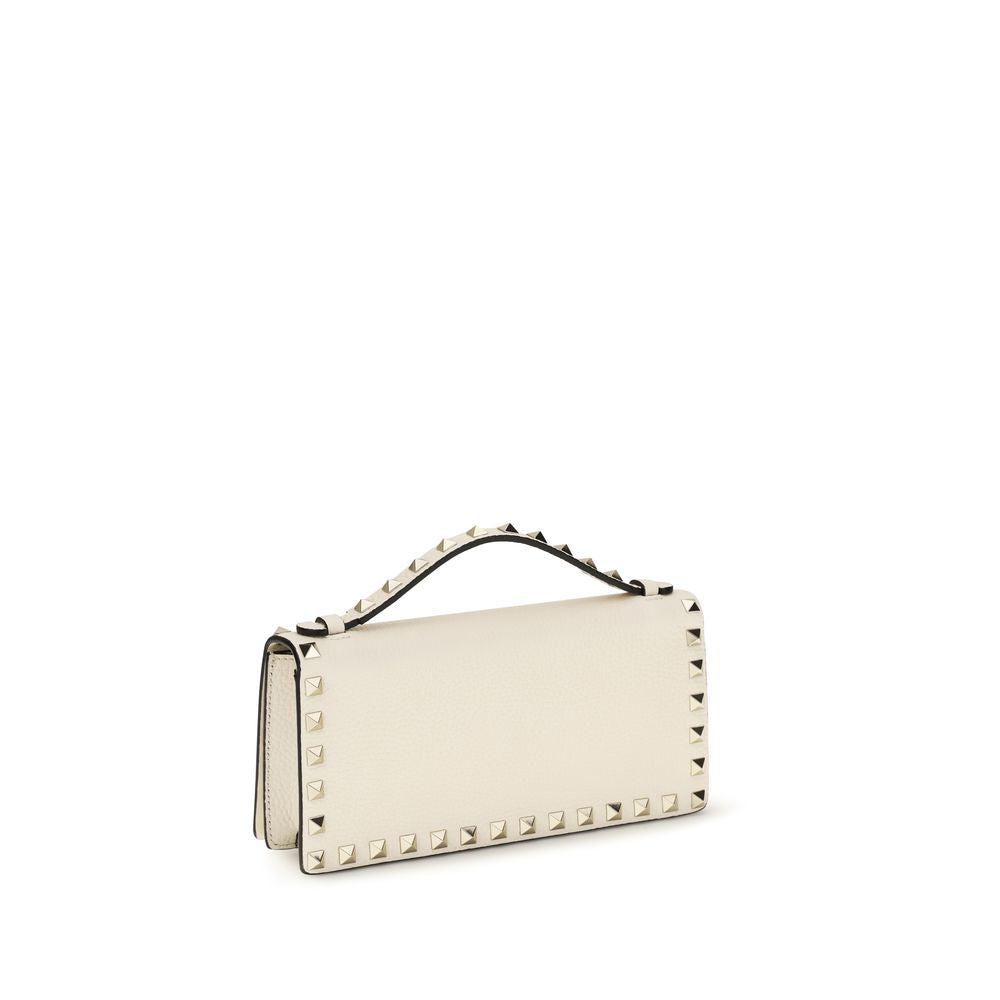 Valentino Garavani Beige Rockstud Chain Wallet