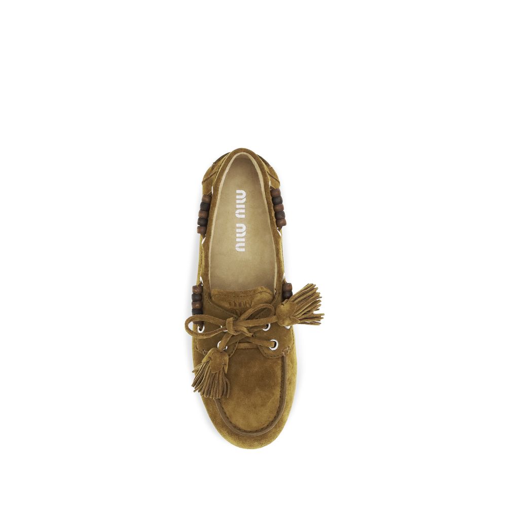 Miu Miu Beige Slip-On Loafers