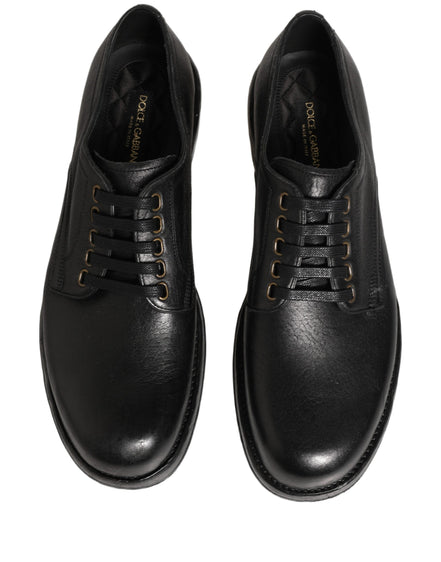 Dolce & Gabbana Black Leather Lace Up Derby Dress Men Shoes