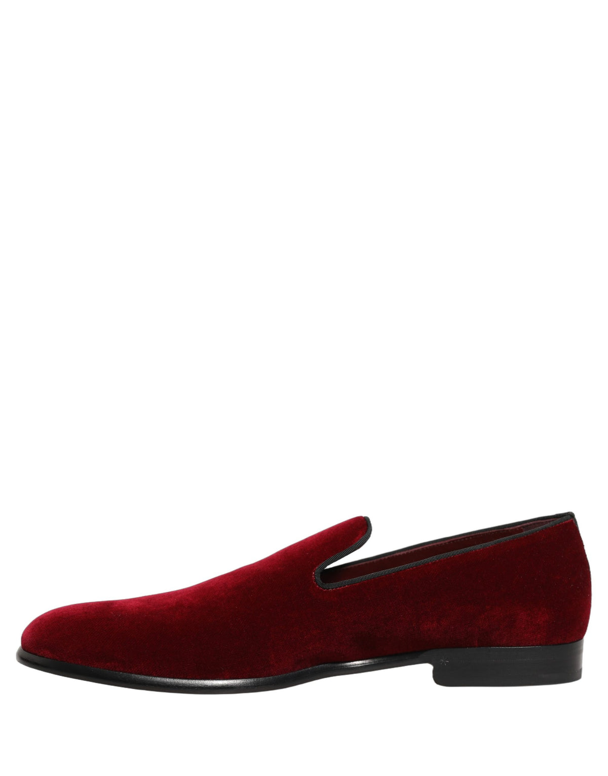 Dolce & Gabbana Maroon Velvet Slip-On Dress Loafers