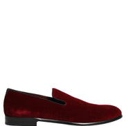 Dolce & Gabbana Maroon Velvet Slip-On Dress Loafers