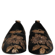 Dolce & Gabbana Black Floral Jacquard Dress Loafers