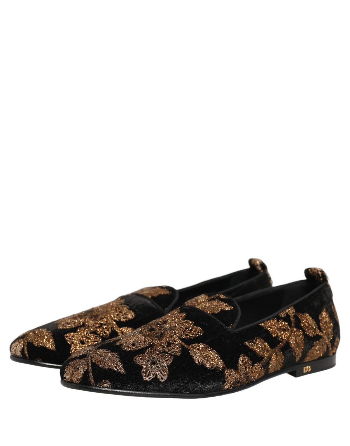 Dolce & Gabbana Black Floral Jacquard Dress Loafers