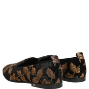 Dolce & Gabbana Black Floral Jacquard Dress Loafers