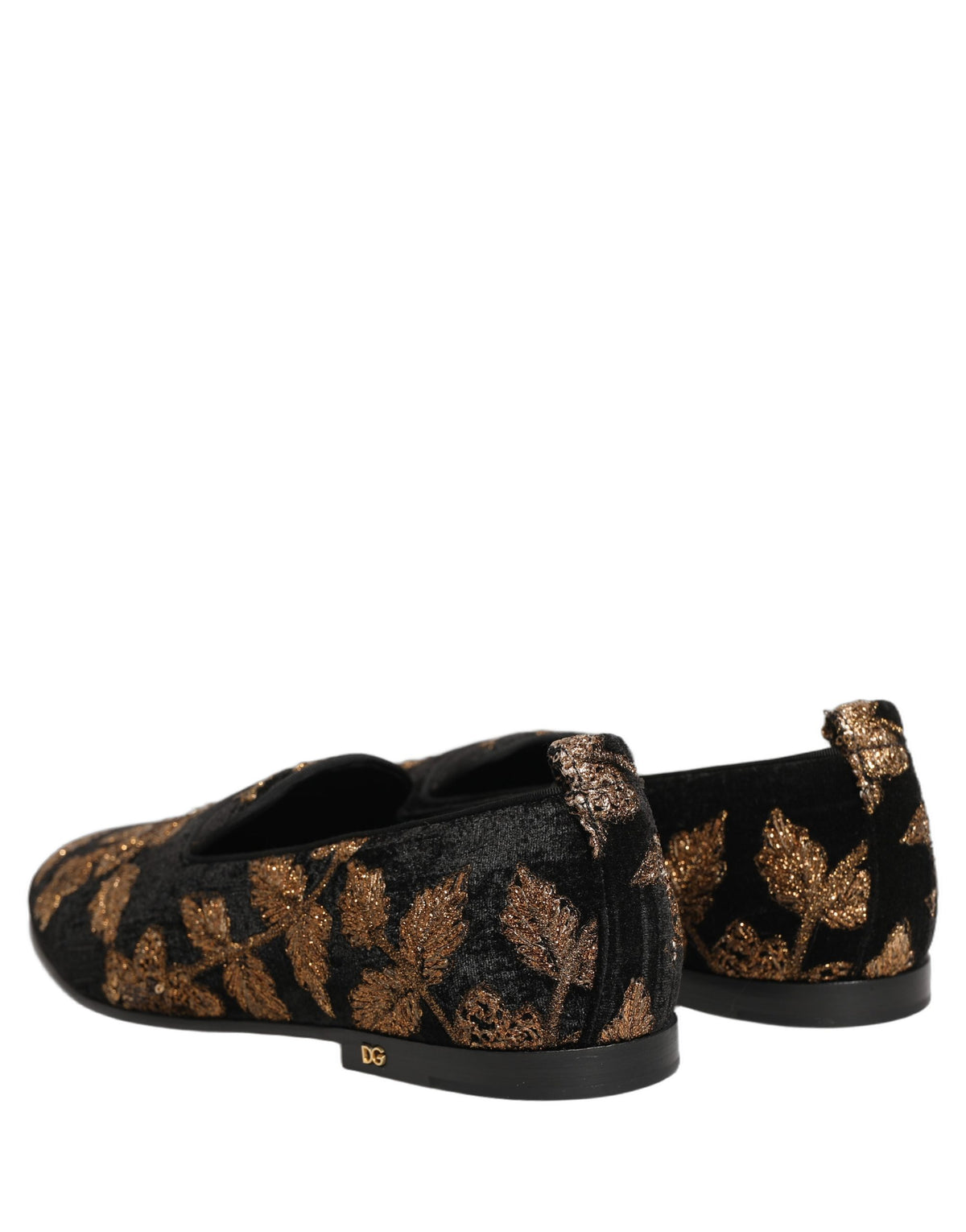 Dolce & Gabbana Black Floral Jacquard Dress Loafers