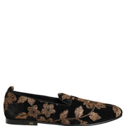 Dolce & Gabbana Black Floral Jacquard Dress Loafers