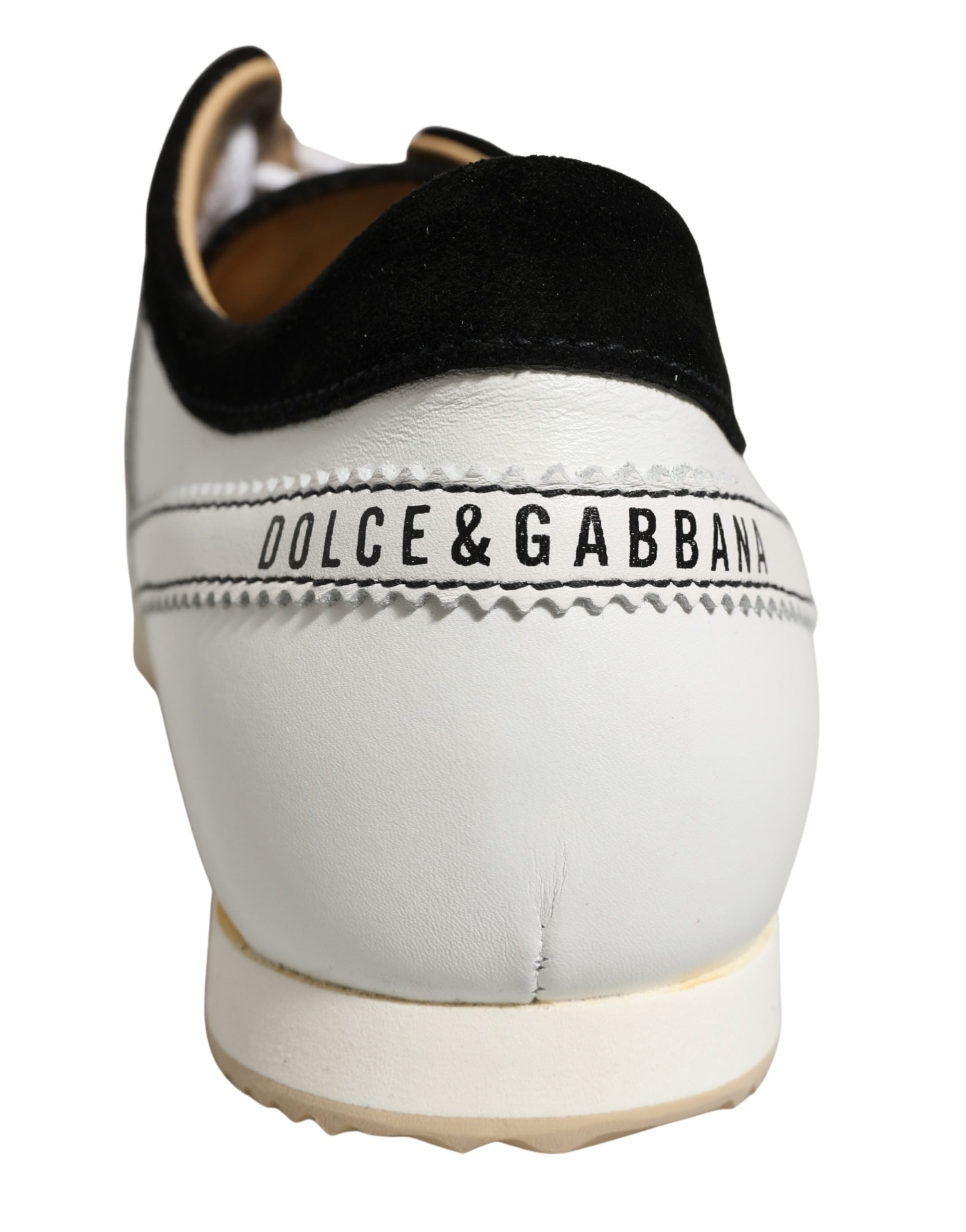 Dolce & Gabbana Black White Suede Low Top Sneakers