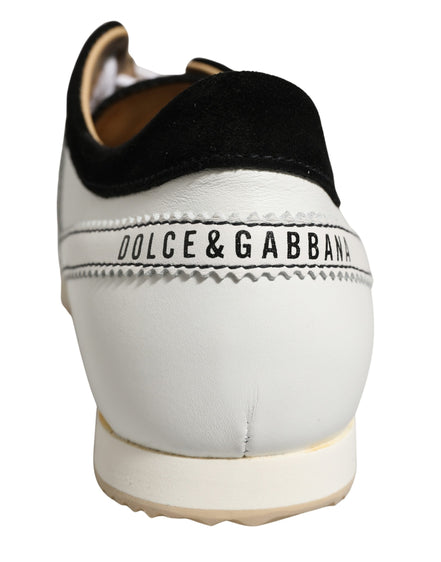Dolce & Gabbana Black White Suede Low Top Sneakers