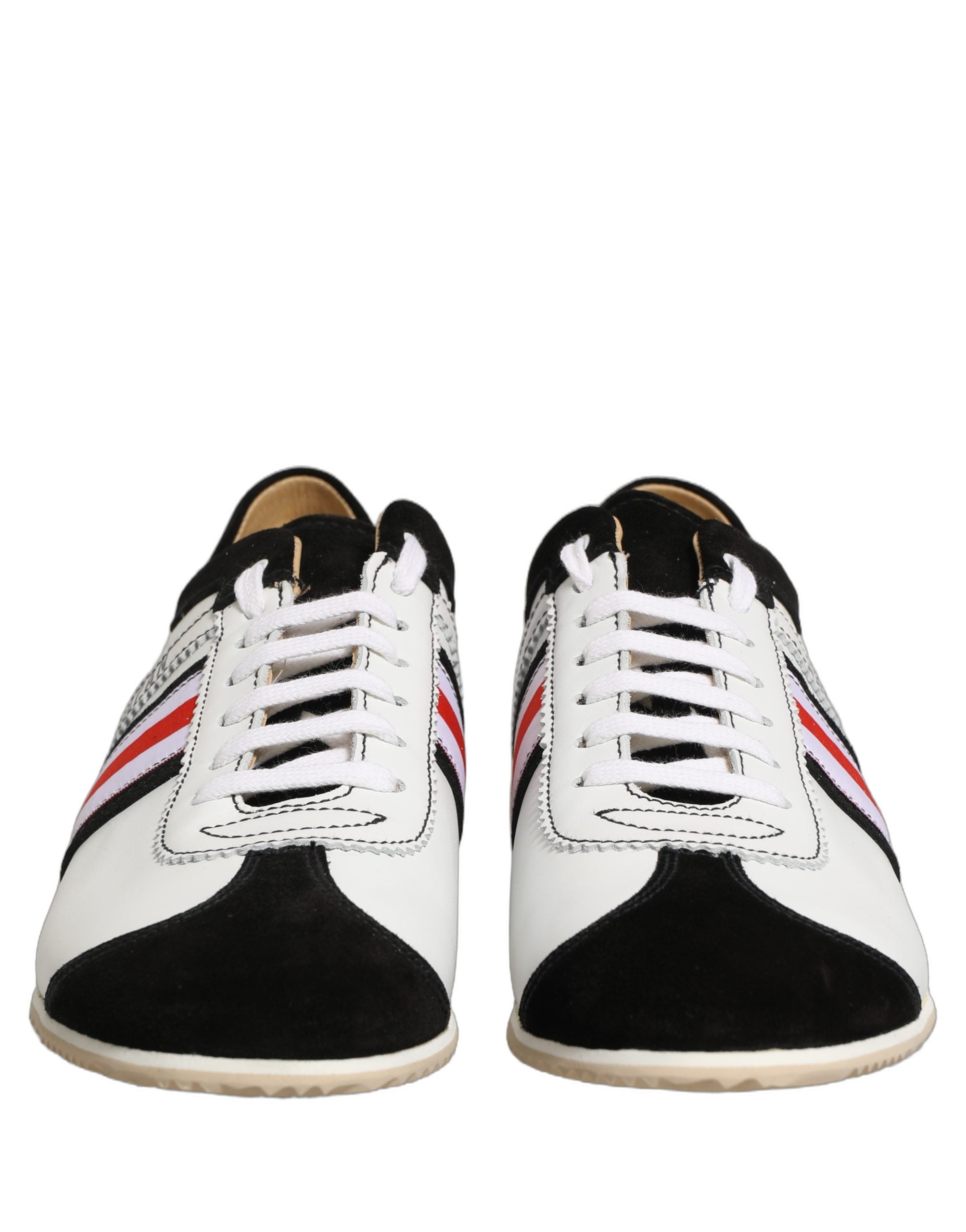 Dolce & Gabbana Black White Suede Low Top Sneakers