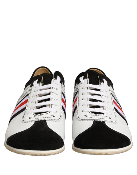 Dolce & Gabbana Black White Suede Low Top Sneakers