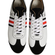 Dolce & Gabbana Black White Suede Low Top Sneakers