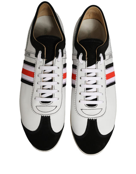 Dolce & Gabbana Black White Suede Low Top Sneakers