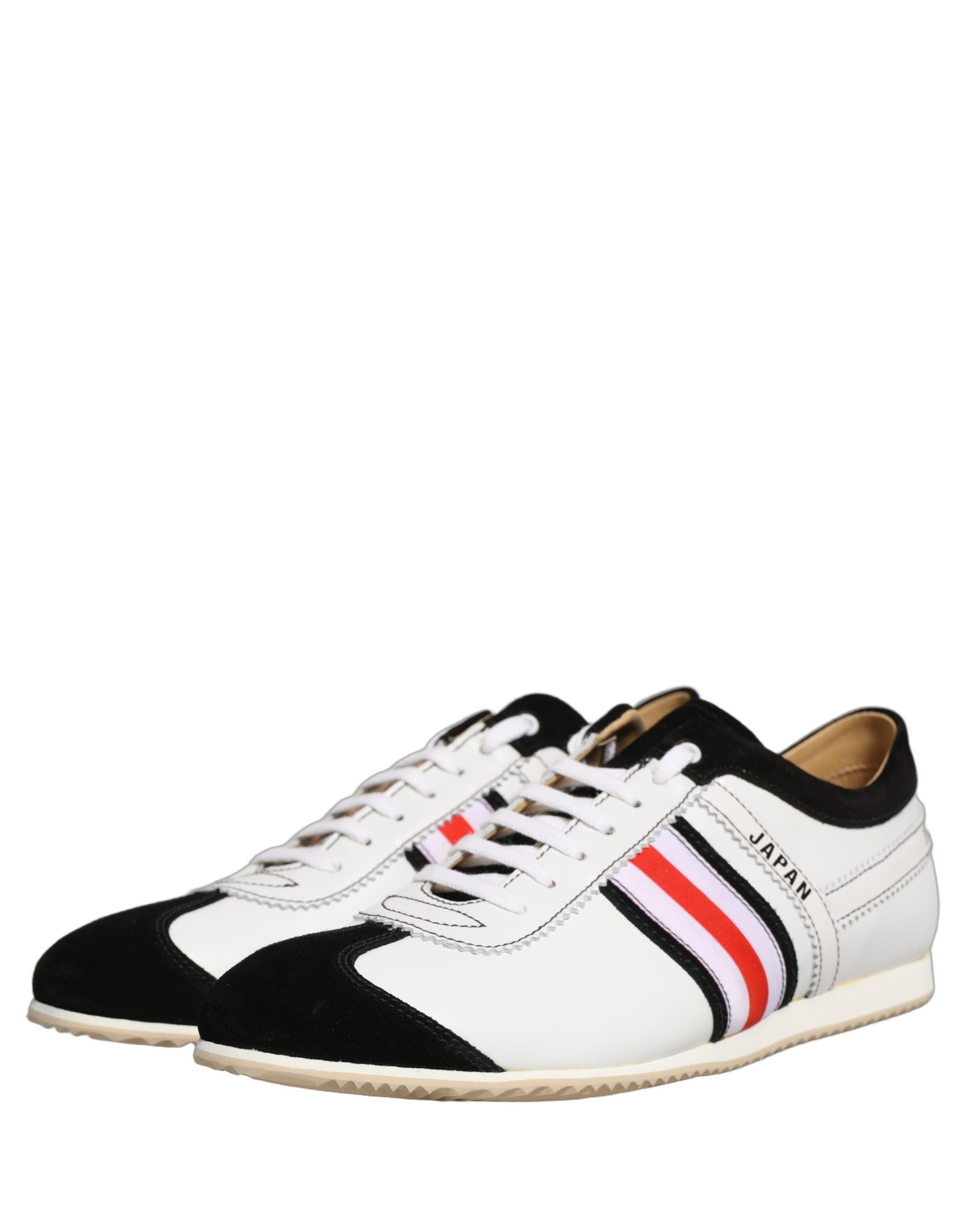 Dolce & Gabbana Black White Suede Low Top Sneakers
