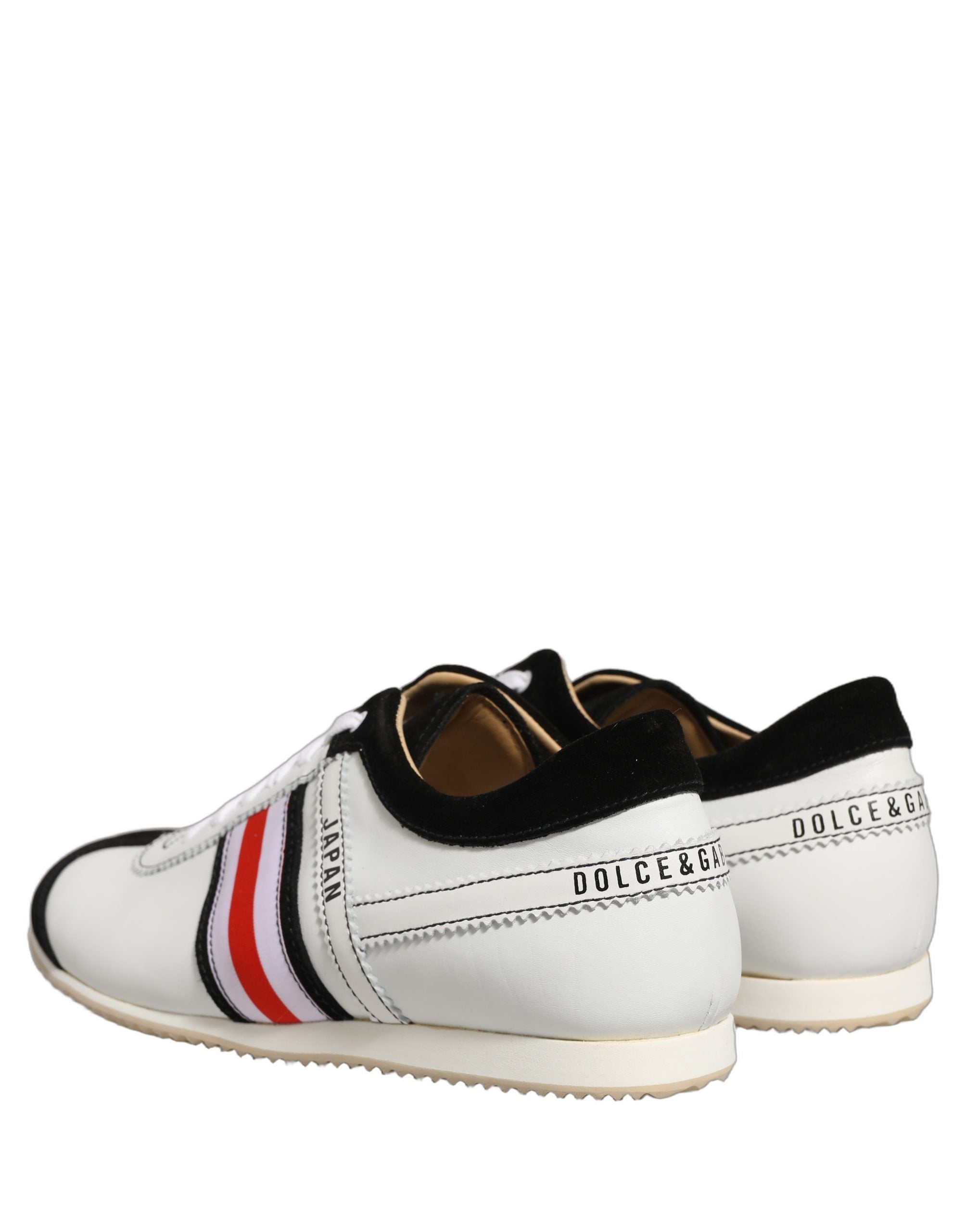 Dolce & Gabbana Black White Suede Low Top Sneakers