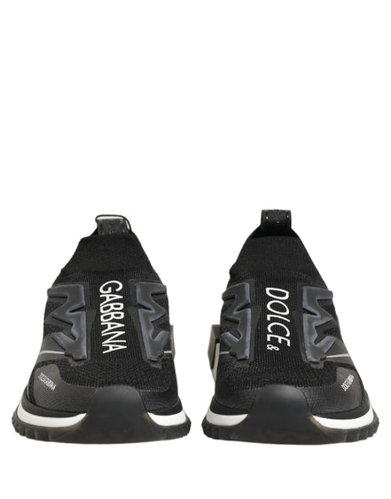Dolce & Gabbana Black White Sorrento Slip-On Logo Sneakers