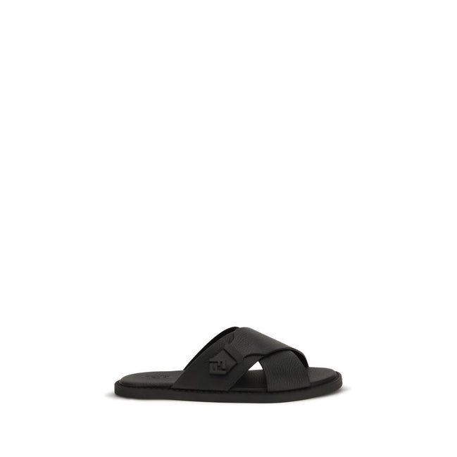 Fendi Black Slide Sandals