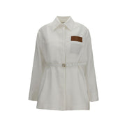 Fendi White Linen Belted Jacket