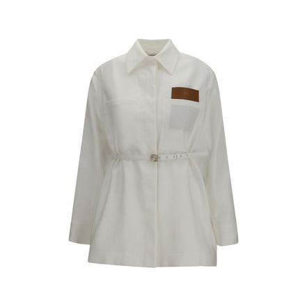 Fendi White Linen Belted Jacket