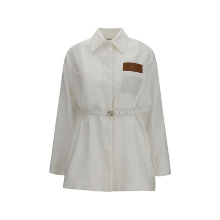 Fendi White Linen Belted Jacket