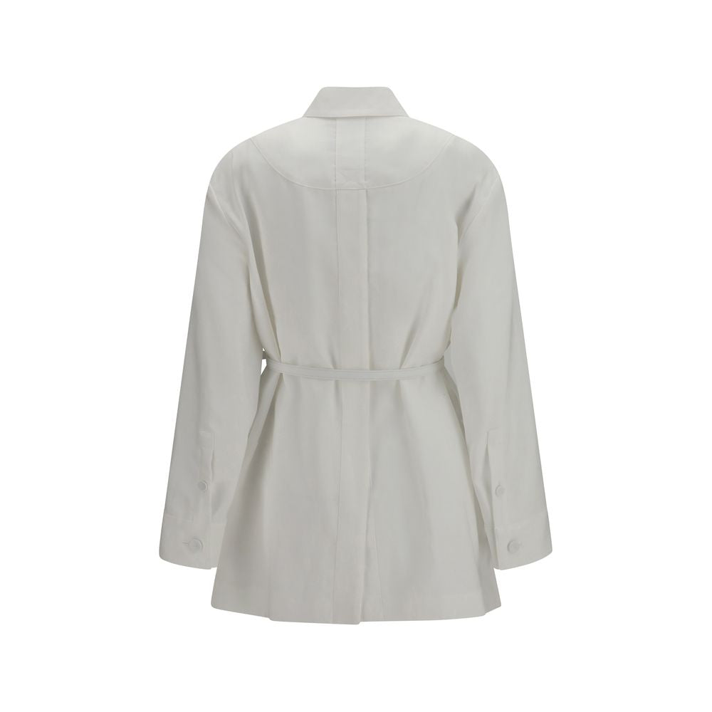 Fendi White Linen Belted Jacket