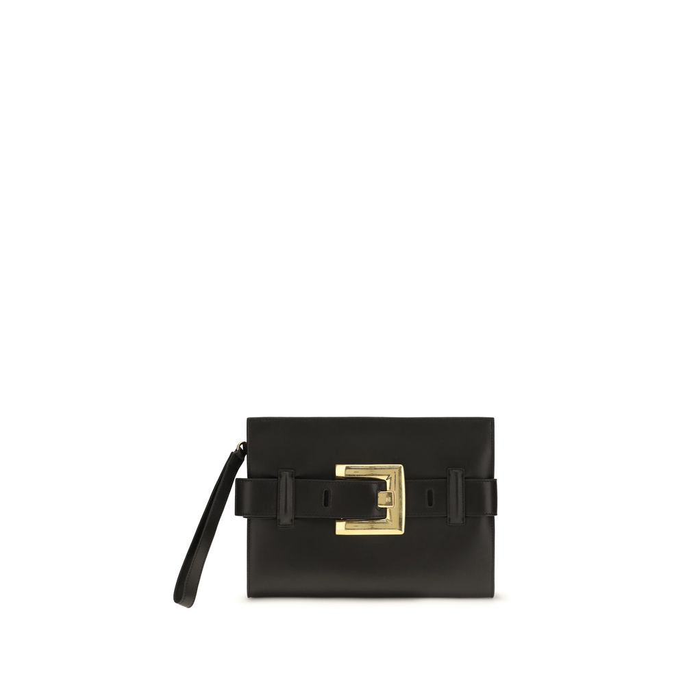 Balmain Black Leather Shoulder Bag