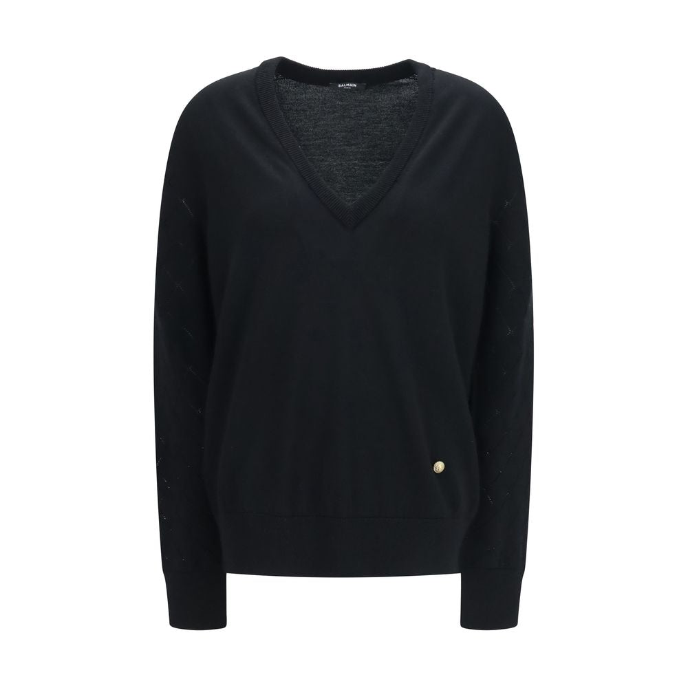 Balmain Black Wool Sweatshirt