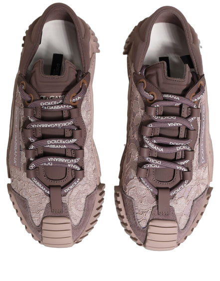 Dolce & Gabbana Pink Lace NS1 Low Top Sneakers