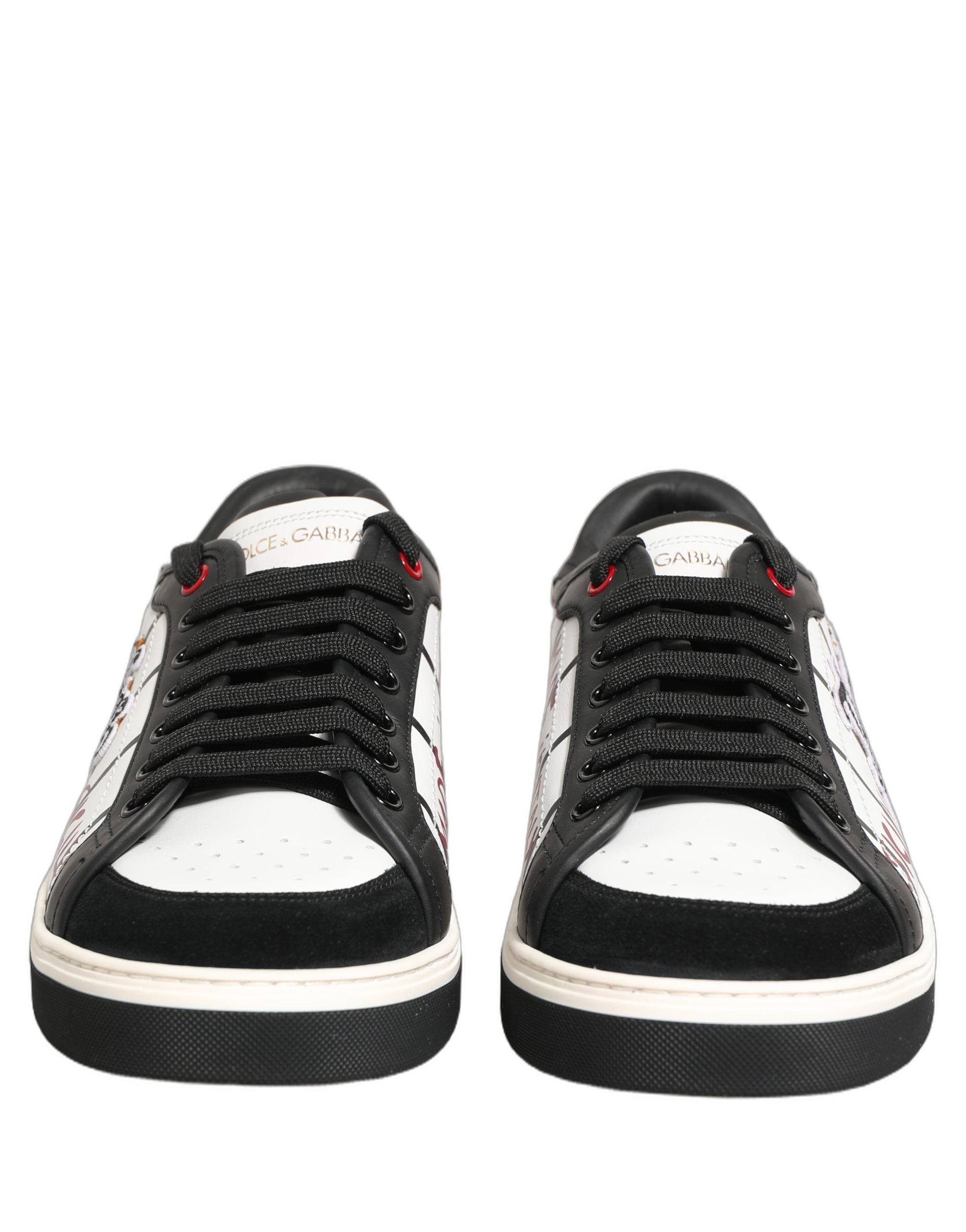 Dolce & Gabbana White Black DG Logo King Patch Low Top Sneakers