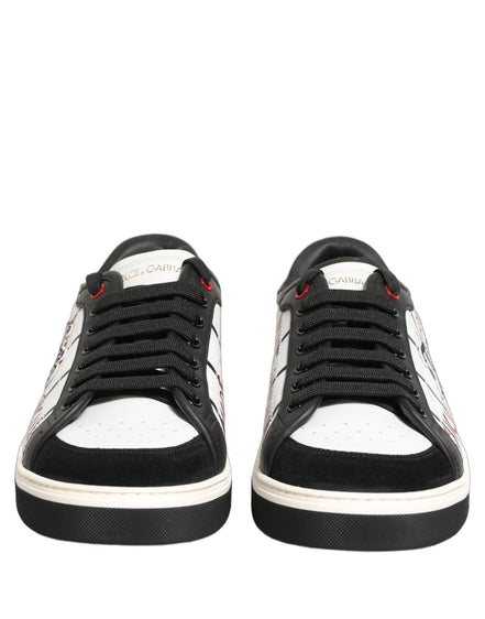 Dolce & Gabbana White Black DG Logo King Patch Low Top Sneakers