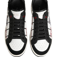 Dolce & Gabbana White Black DG Logo King Patch Low Top Sneakers