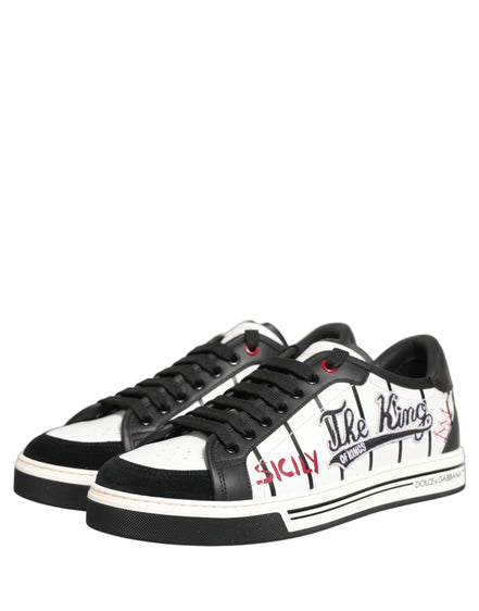 Dolce & Gabbana White Black DG Logo King Patch Low Top Sneakers