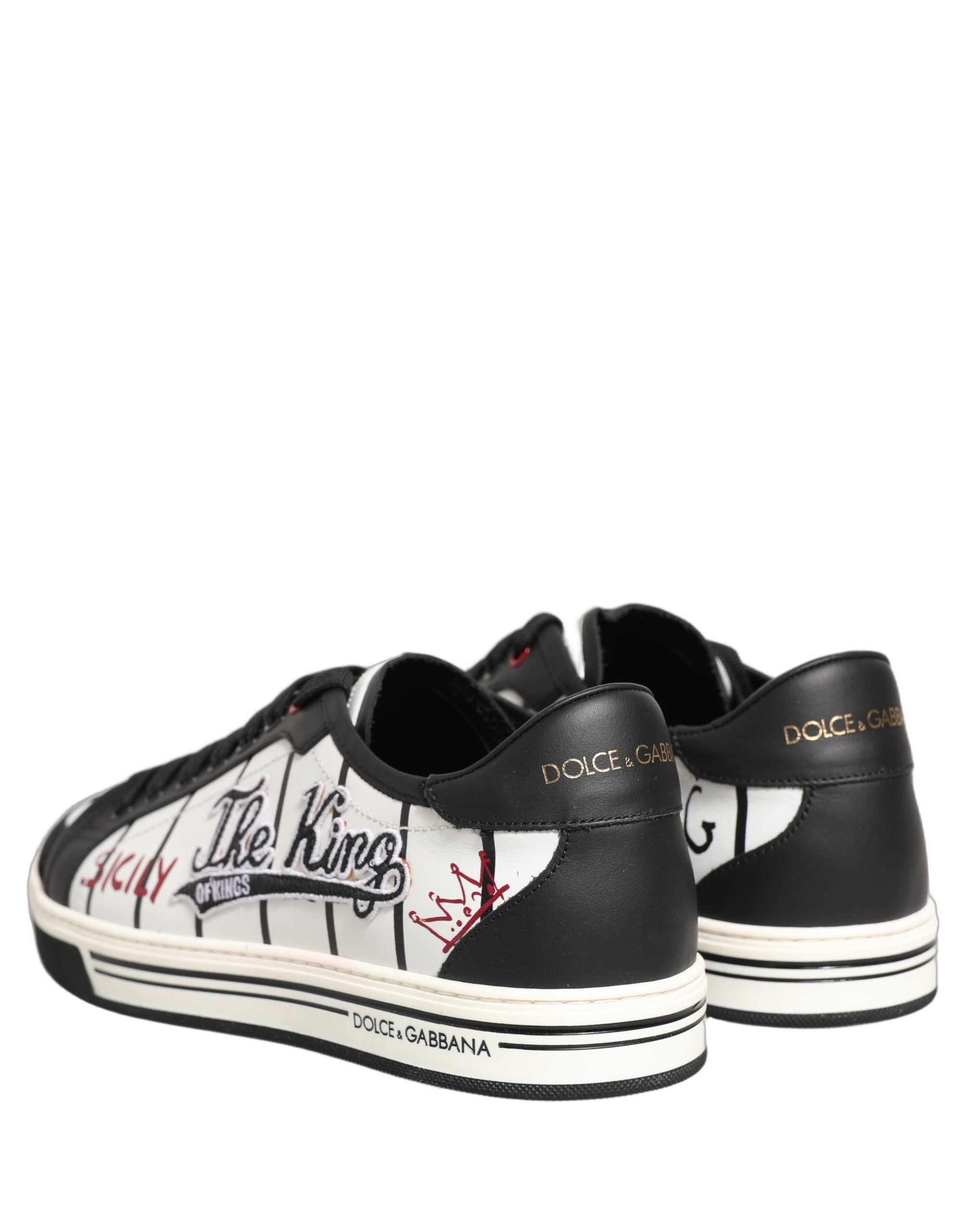 Dolce & Gabbana White Black DG Logo King Patch Low Top Sneakers