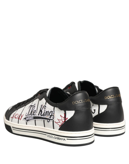 Dolce & Gabbana White Black DG Logo King Patch Low Top Sneakers