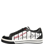 Dolce & Gabbana White Black DG Logo King Patch Low Top Sneakers