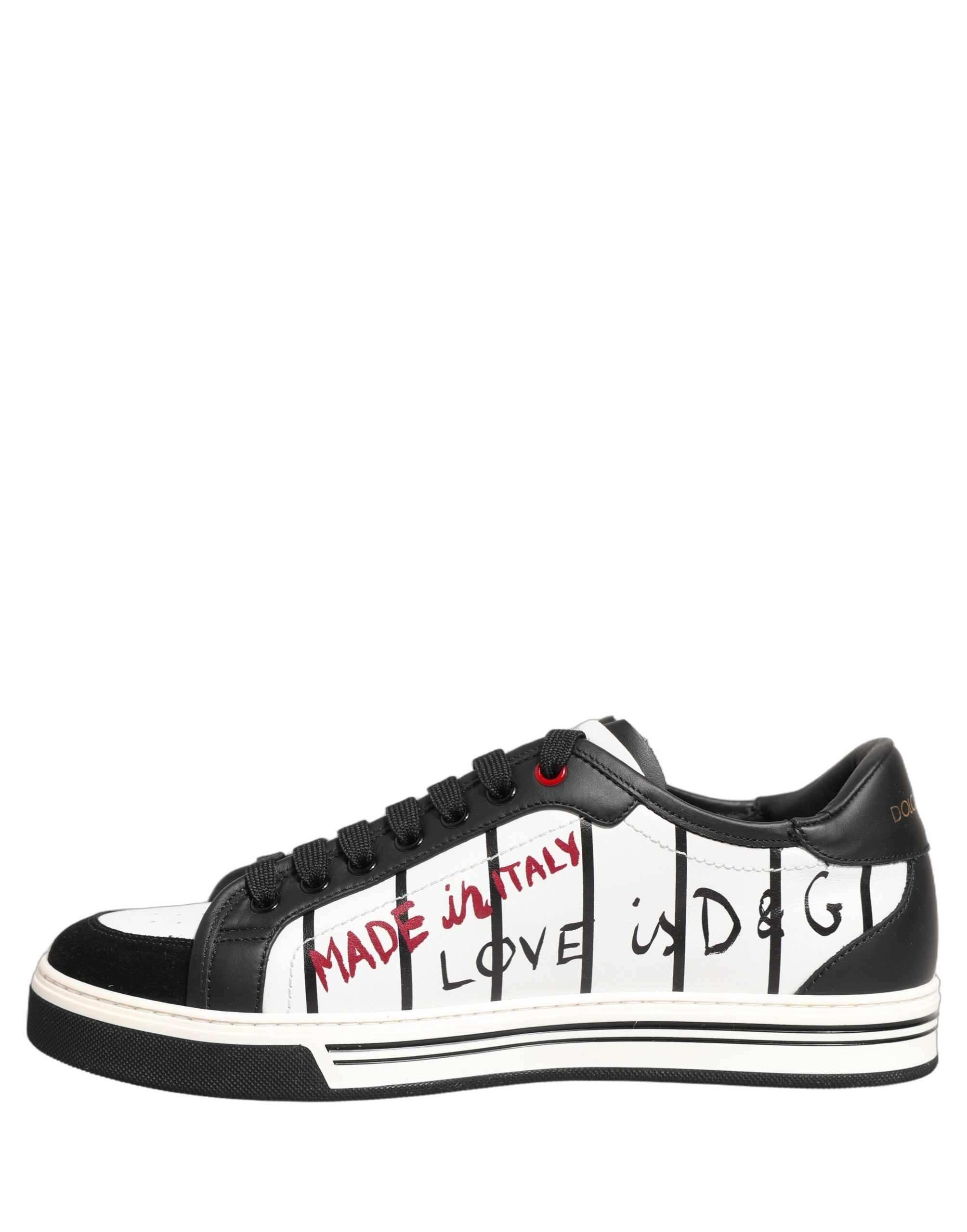 Dolce & Gabbana White Black DG Logo King Patch Low Top Sneakers