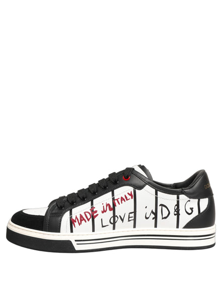 Dolce & Gabbana White Black DG Logo King Patch Low Top Sneakers
