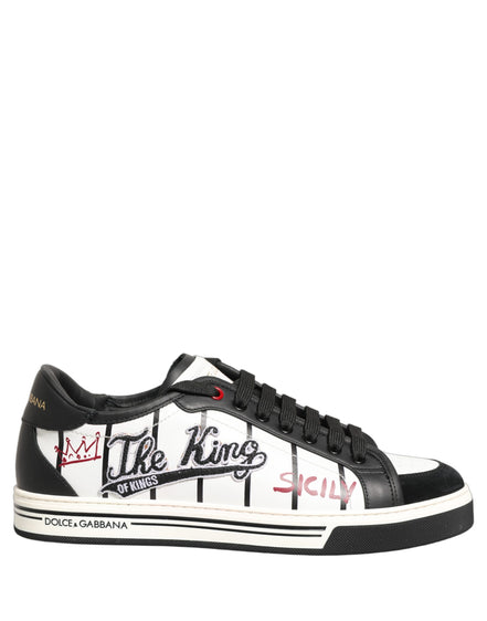 Dolce & Gabbana White Black DG Logo King Patch Low Top Sneakers