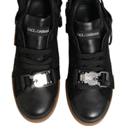 Dolce & Gabbana Black Leather Low Top Sneakers for Men