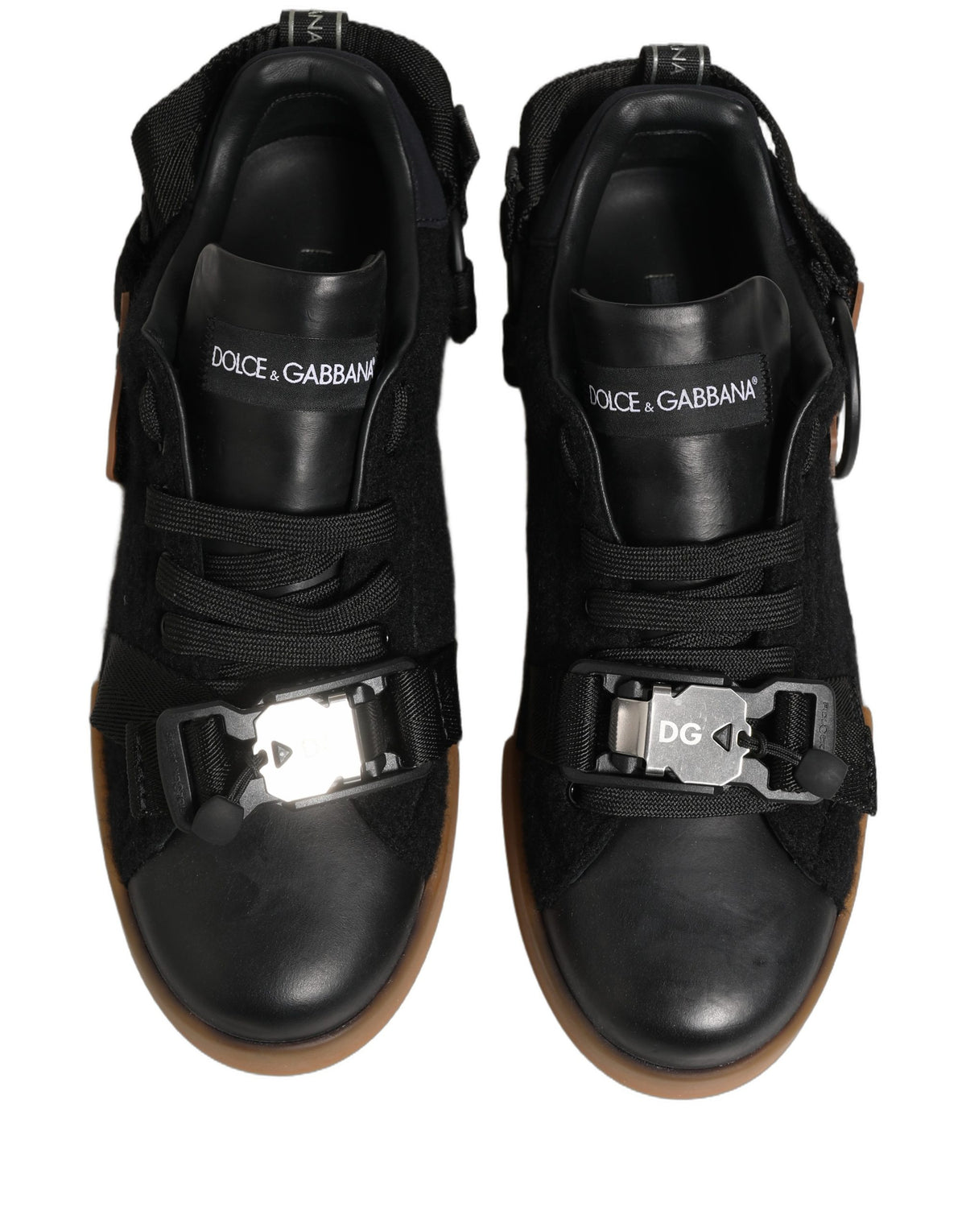 Dolce & Gabbana Black Leather Low Top Sneakers for Men