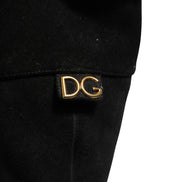 Dolce & Gabbana Black Suede Leather Knee High Boots
