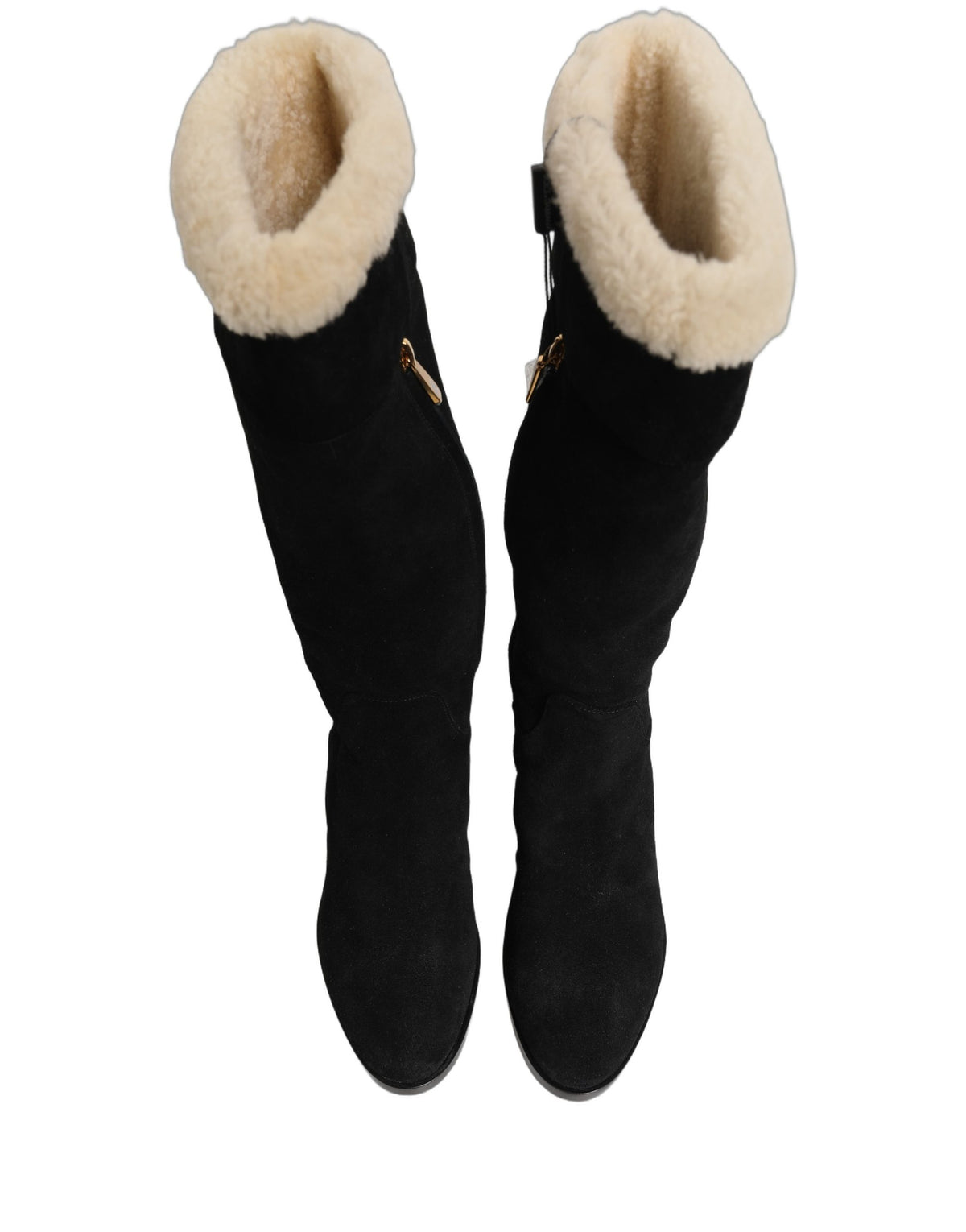 Dolce & Gabbana Black Suede Leather Knee High Boots