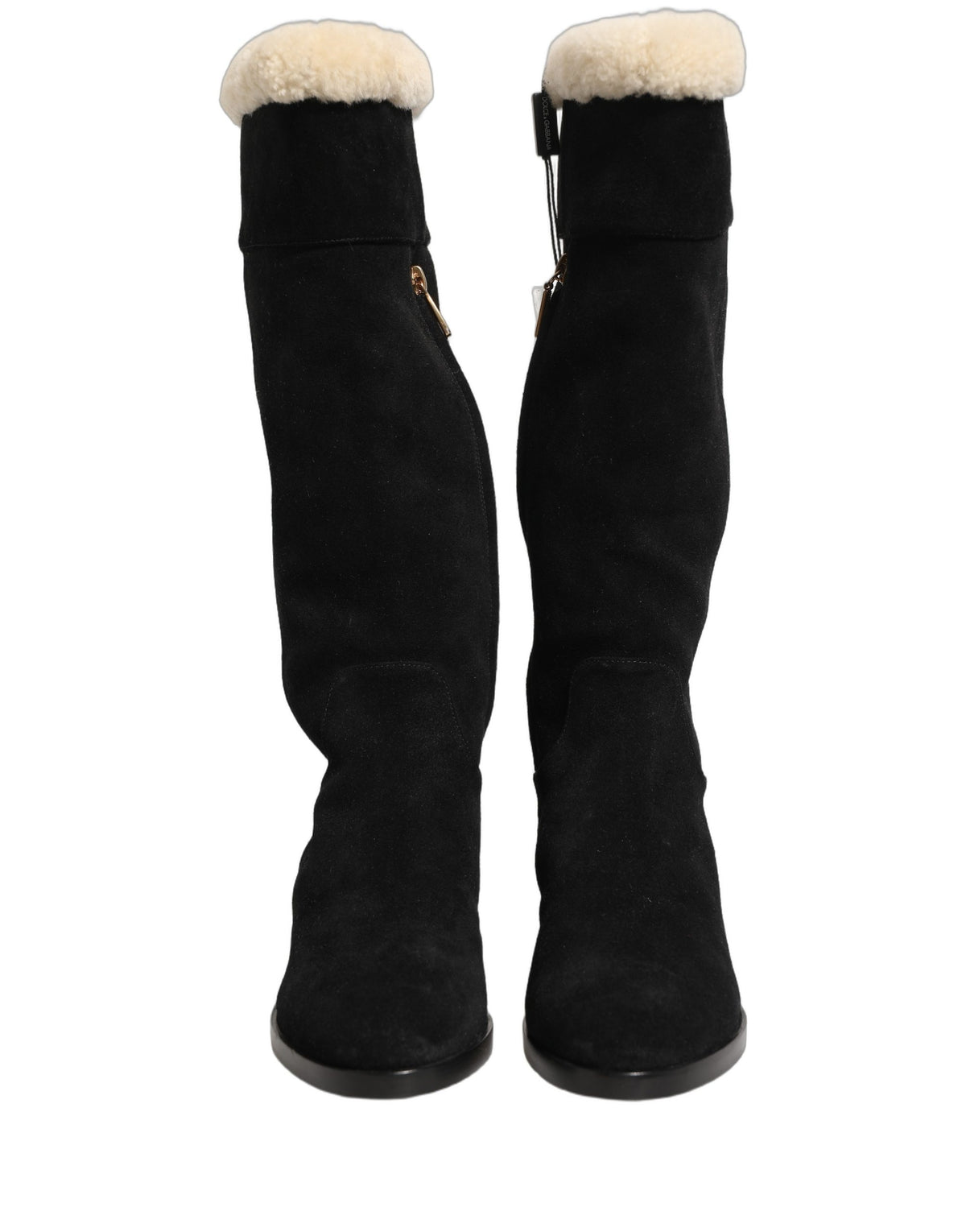 Dolce & Gabbana Black Suede Leather Knee High Boots