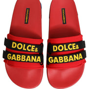 Dolce & Gabbana Red Neoprene Beachwear Slide Flats