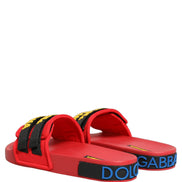 Dolce & Gabbana Red Neoprene Beachwear Slide Flats