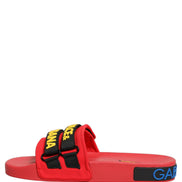 Dolce & Gabbana Red Neoprene Beachwear Slide Flats