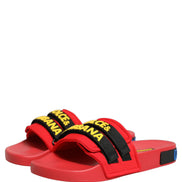 Dolce & Gabbana Red Neoprene Beachwear Slide Flats