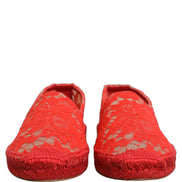 Dolce & Gabbana Red Taormina Lace Espadrille Flats