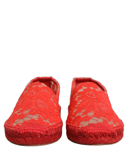 Dolce & Gabbana Red Taormina Lace Espadrille Flats